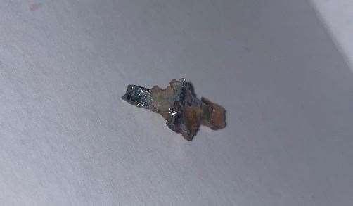 The piece of metal Alexandra Davies says she found inside the ice cream from Creams