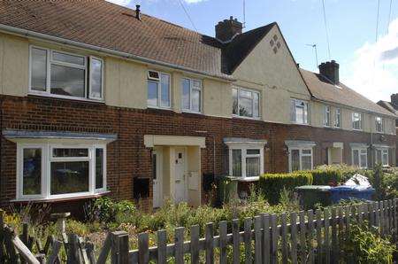 The houses in Fulston Place, Sittingbourne, affected by the by lightning strike