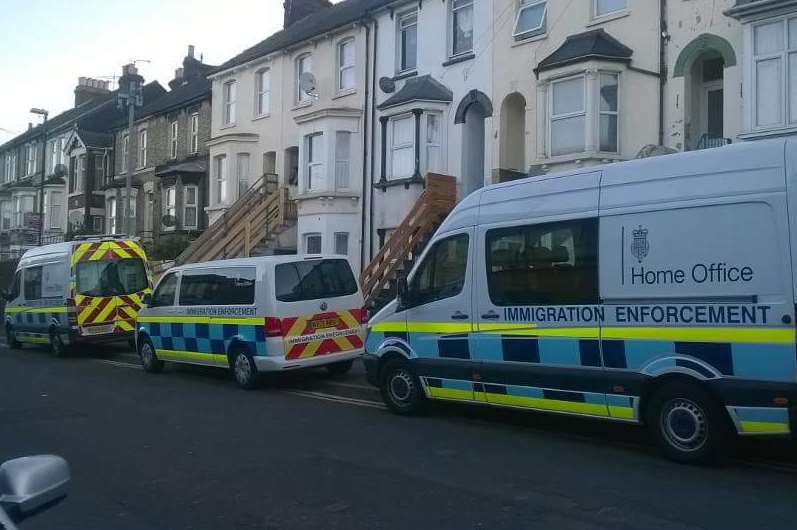 Immigration Enforcement vans on Luton Road, Chatham. Picture: Bonnie Beach.