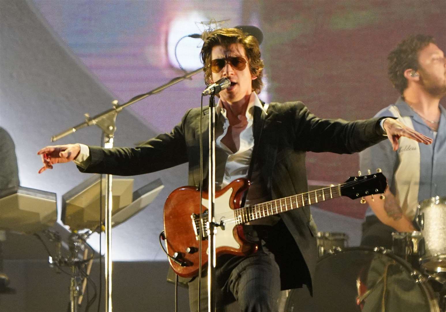 Arctic Monkeys performing at the Glastonbury Festival at Worthy Farm (Yui Mok/PA)