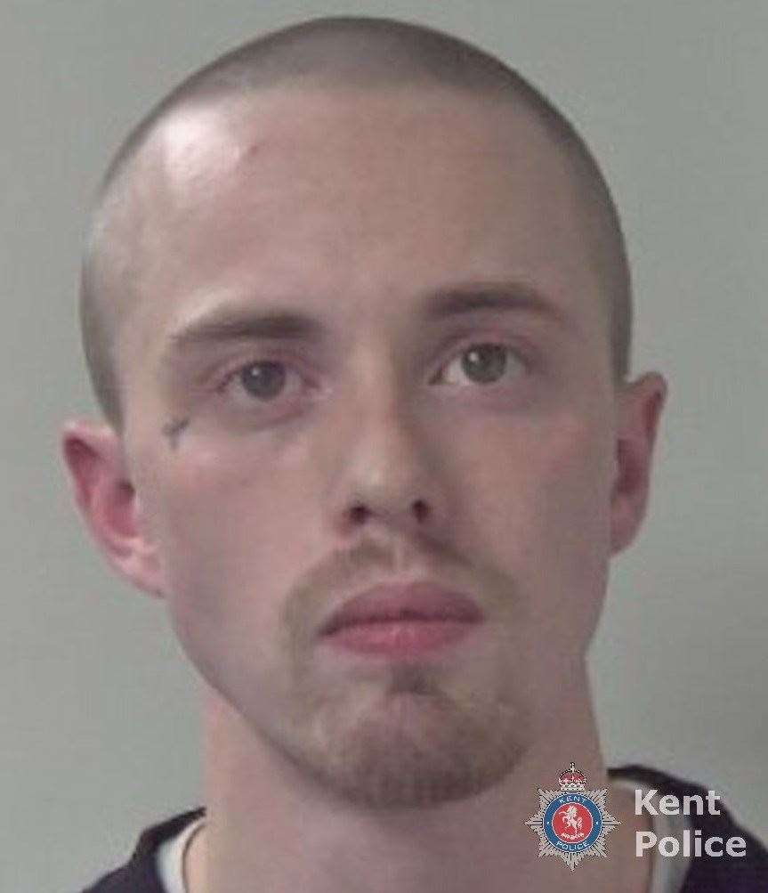 Evan Findlay is wanted on a court warrant. He has links to Folkestone and Hythe. He has been on the run for 10 months. Picture: Kent Police