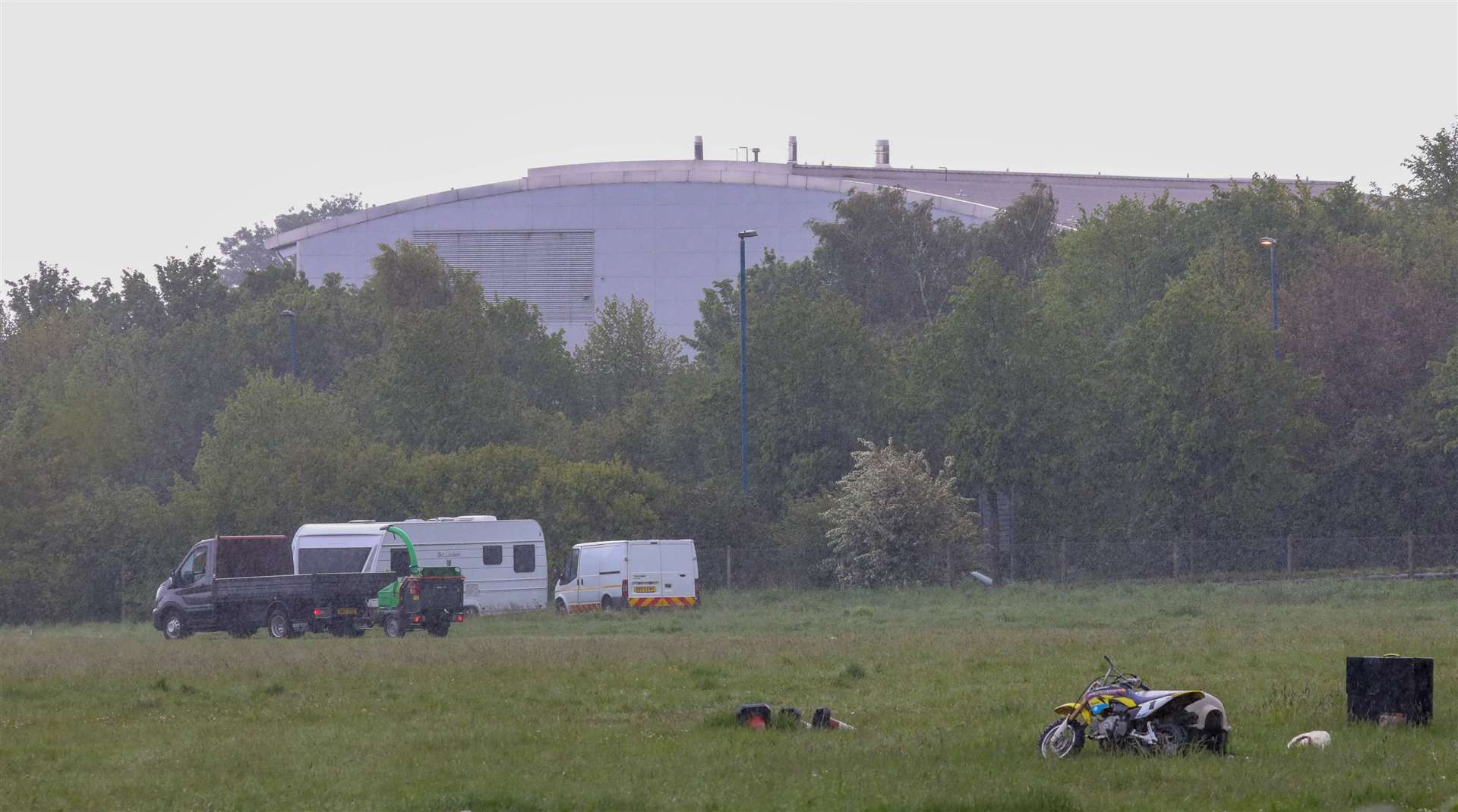 Travellers have moved onto a field next to Woodland Cemetery. Image from UKNIP