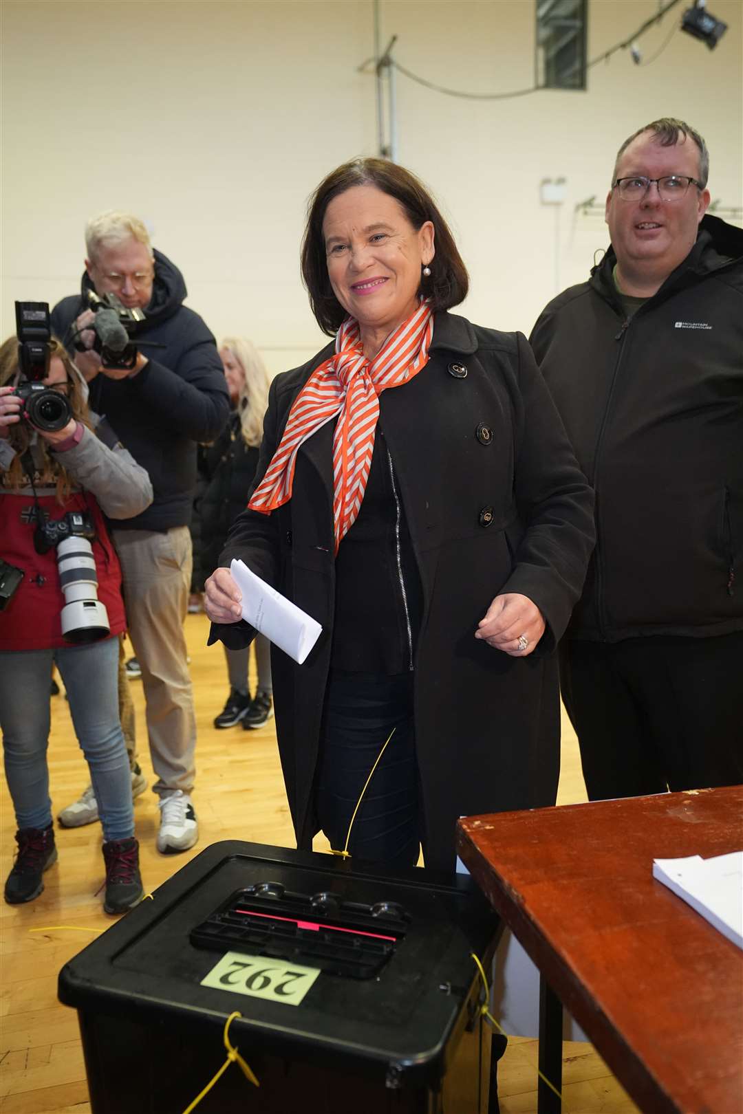 Sinn Fein leader Mary Lou McDonald casts her vote at the Deaf Village in Dublin (Niall Carson/PA)