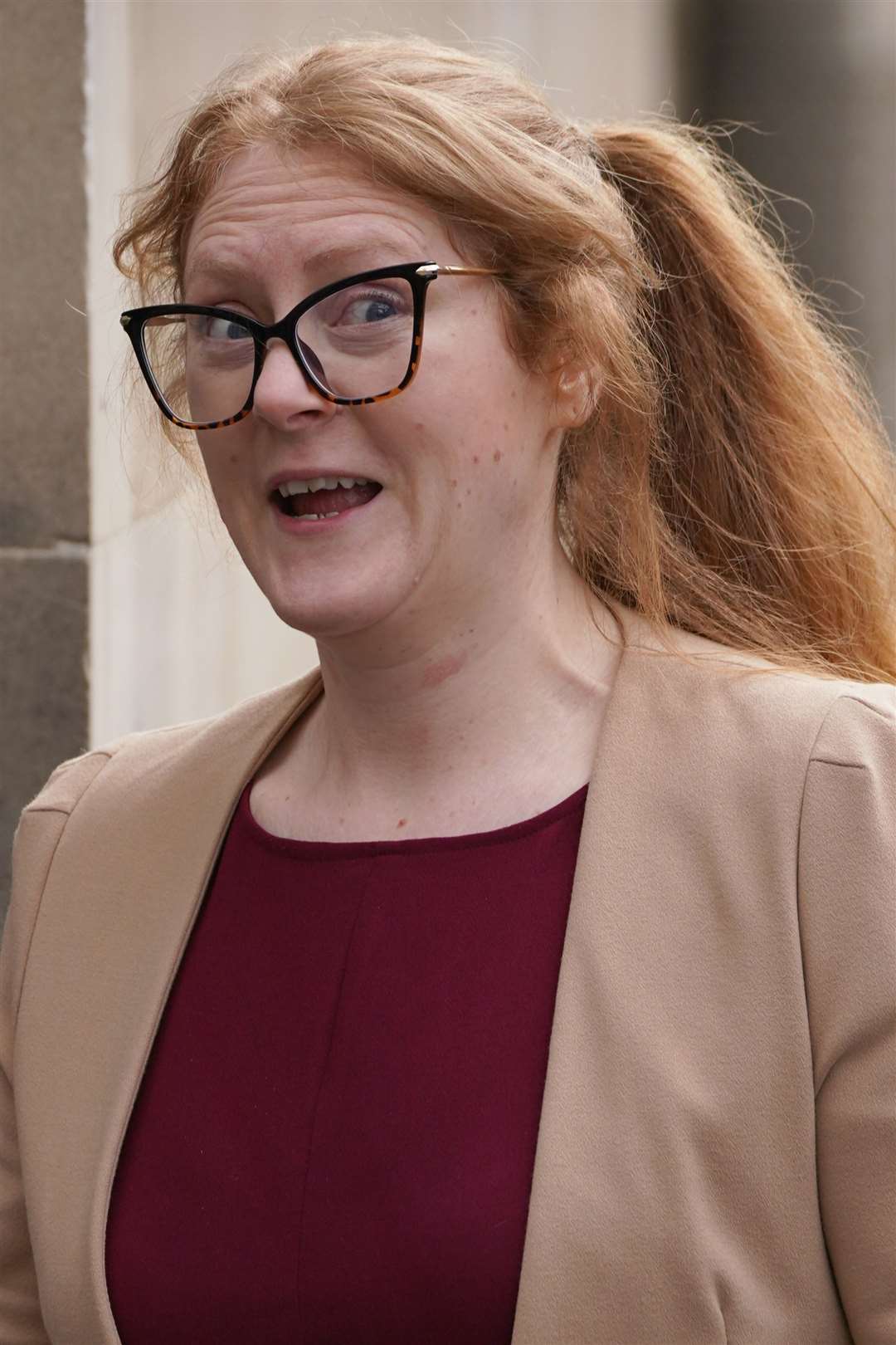 Miranda Knight, the wife of the defendant, arriving at Edinburgh Sheriff Court (Andrew Milligan/PA)