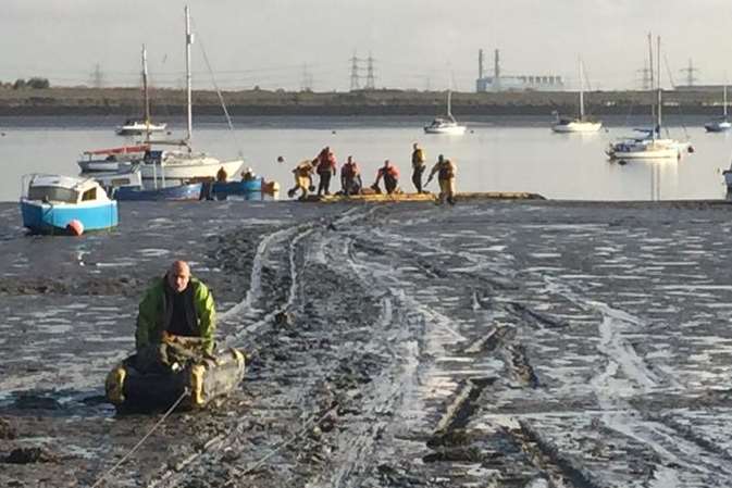 Emergency crews rescued the man from mud. Picture: Kent Fire and Rescue Service.