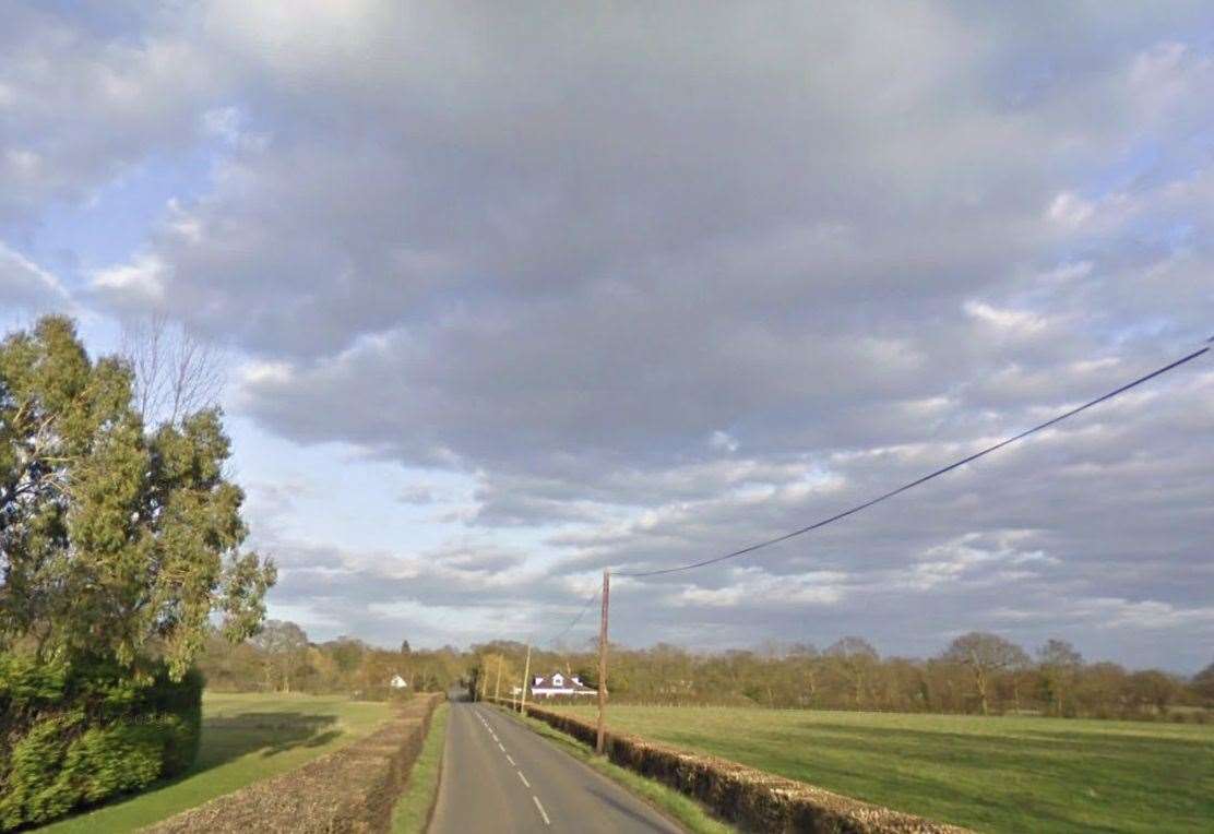 Firefighters and police were searching an area of woodland off Pluckley Road in Charing, near Ashford. Picture: Google Maps