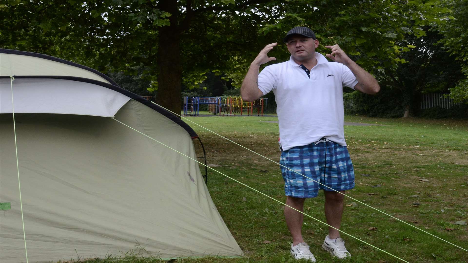 Neighbours have complained to the police about the man living in the tent