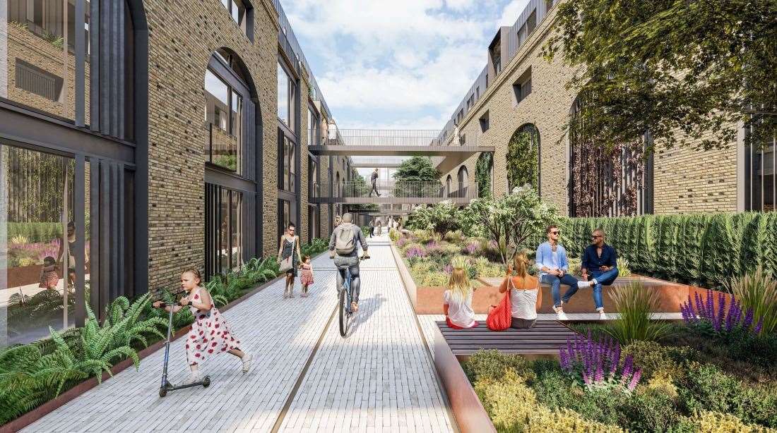 The central roof of the locomotive shed will be removed, creating an internal courtyard with gantries connecting the different levels