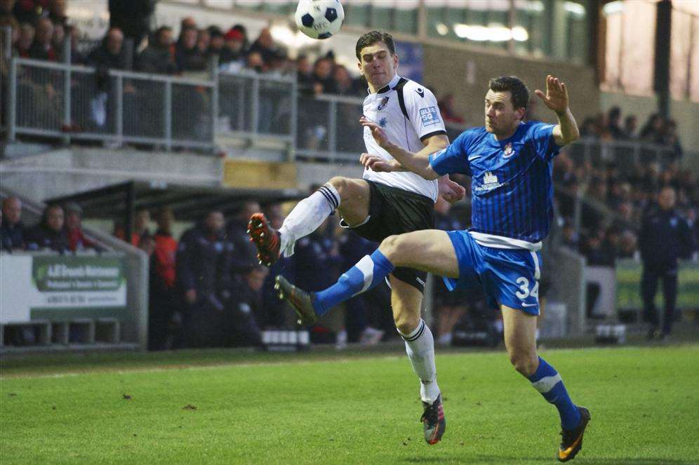 Tom Bonner in action for Dartford against Lincoln City