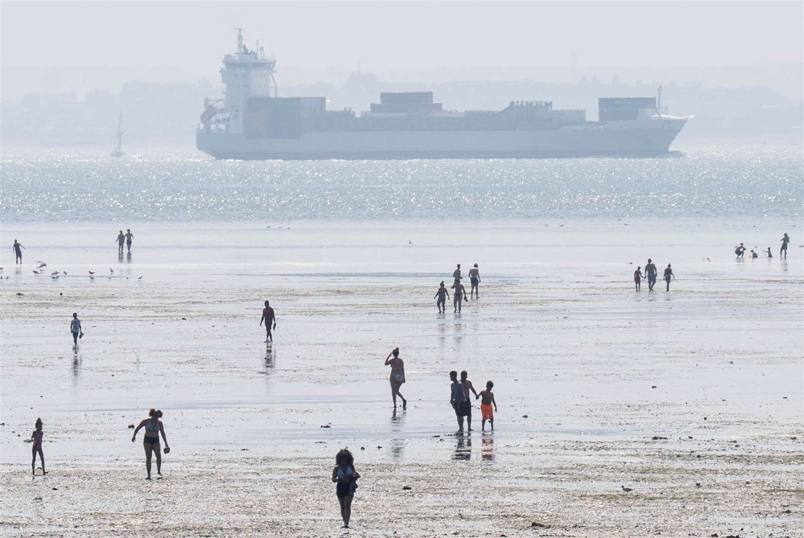 Beachgoers enjoy the weather at Southend-on-Sea in Essex (Stefan Rousseau/PA)