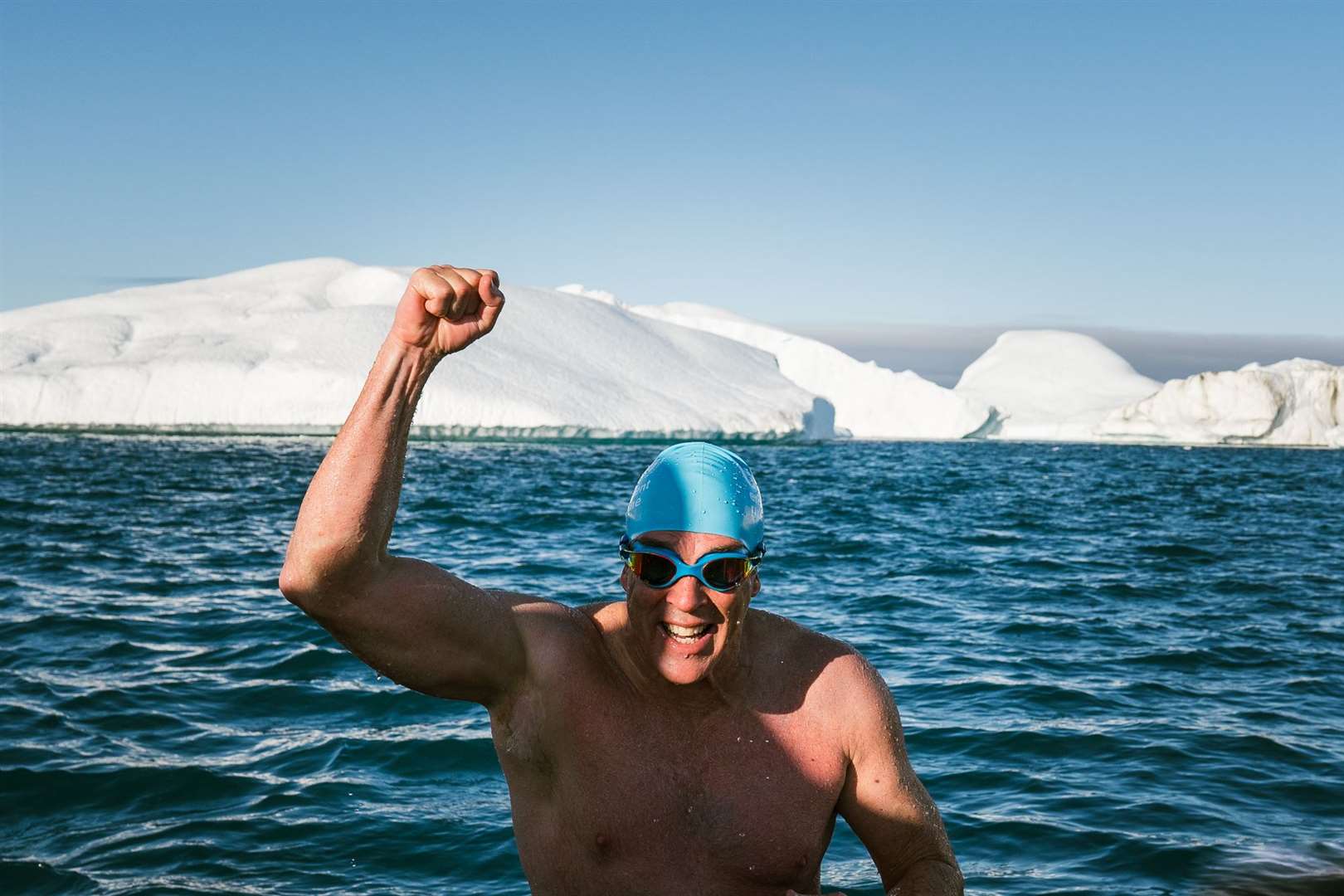 Lewis Pugh after completing his Greenland swim (Olle Nordell/Lewis Pugh Foundation/PA)