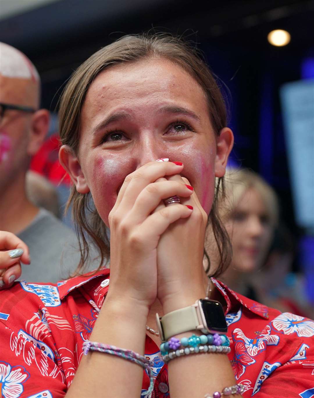 England fans react during a screening of the Fifa Women’s World Cup 2023 final between England and Spain (Lucy North/PA)