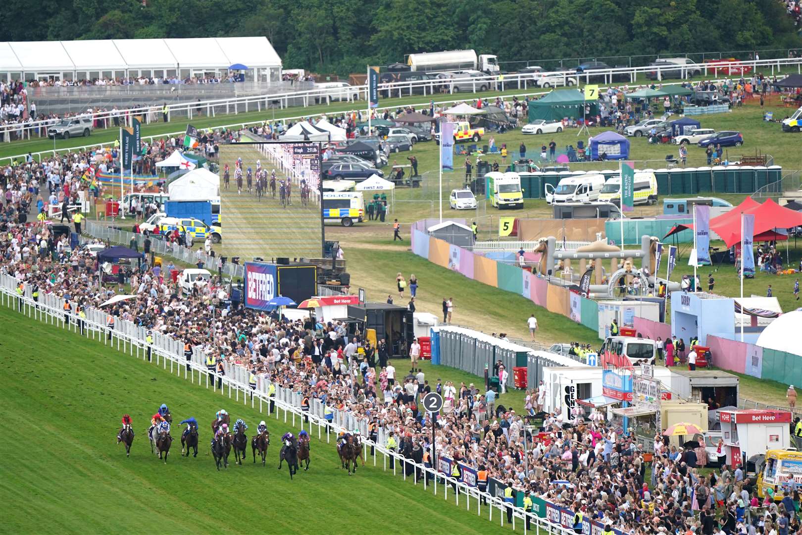 Runners and riders during the Betfred Derby (Tim Goode/PA)