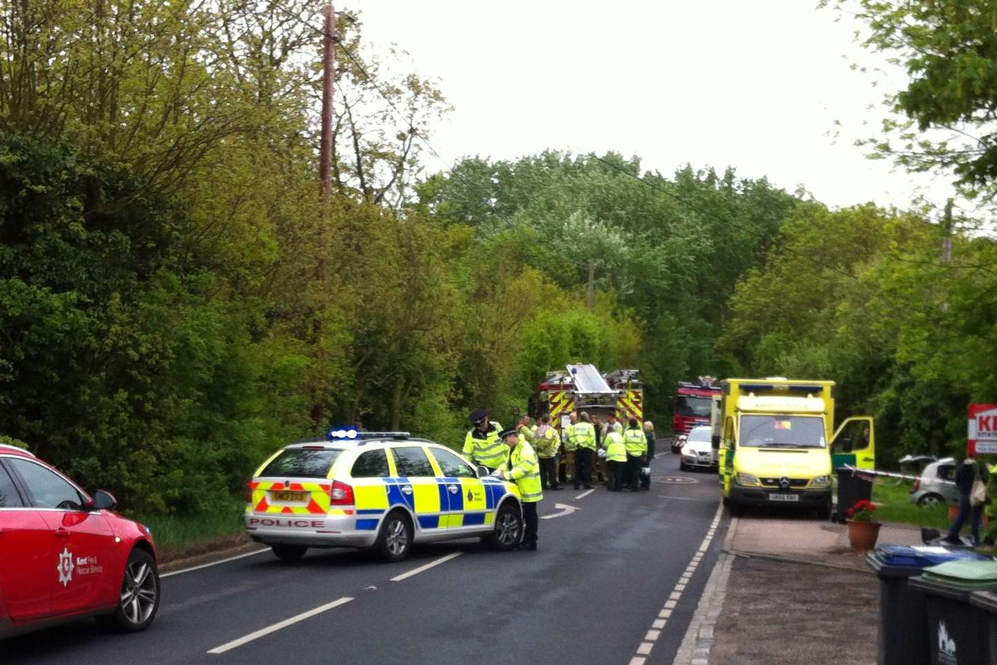 Emergency crews at the scene after serious crash.