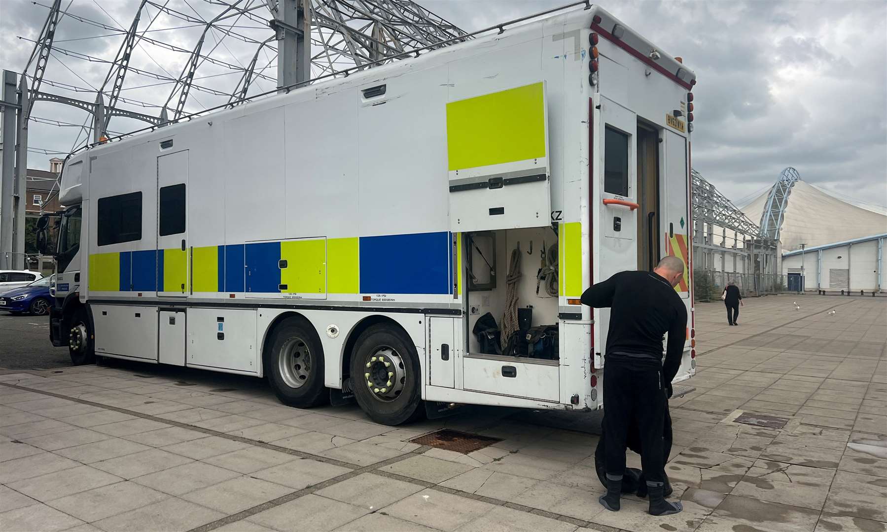 The Met Police on St Mary's Island, Chatham, today. Picture: Megan Carr