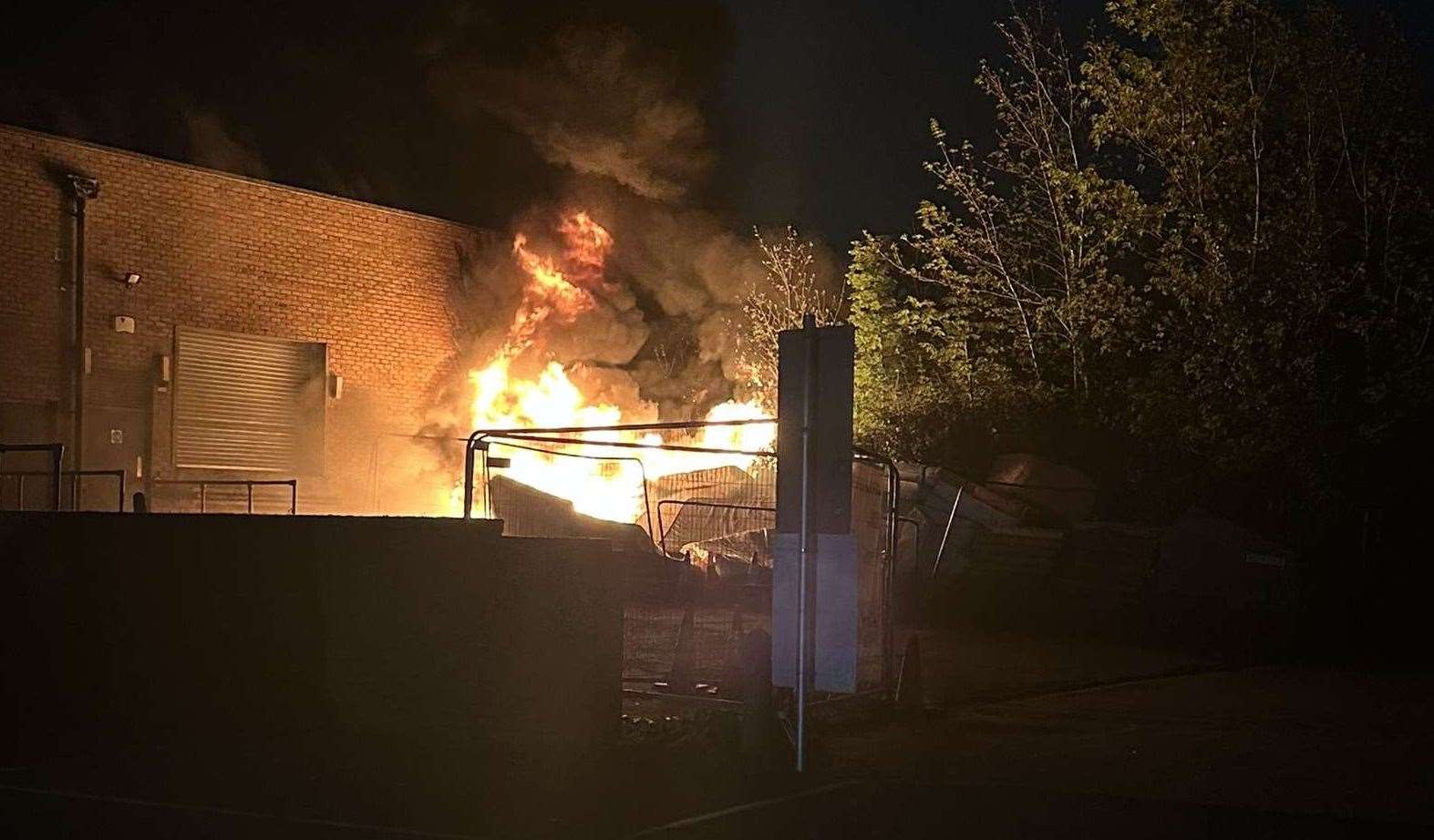 Flames from the fire near Sittingbourne Baptist Church just off the high street. Picture: Ethan Emmett