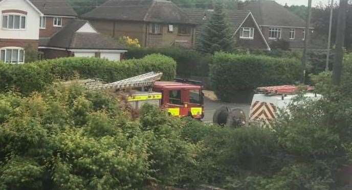 Fire crews at the scene of a large house fire in Borough Green