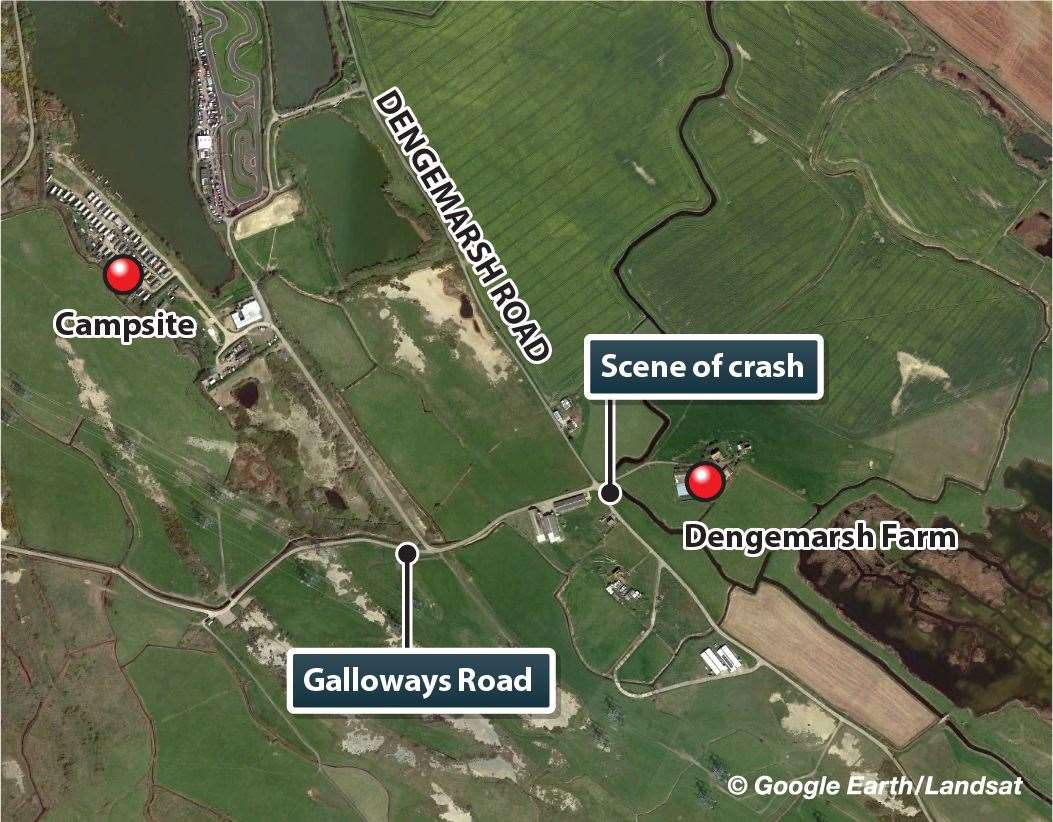 Map of the scene of the crash in Dengemarsh Road, Lydd (10739549)