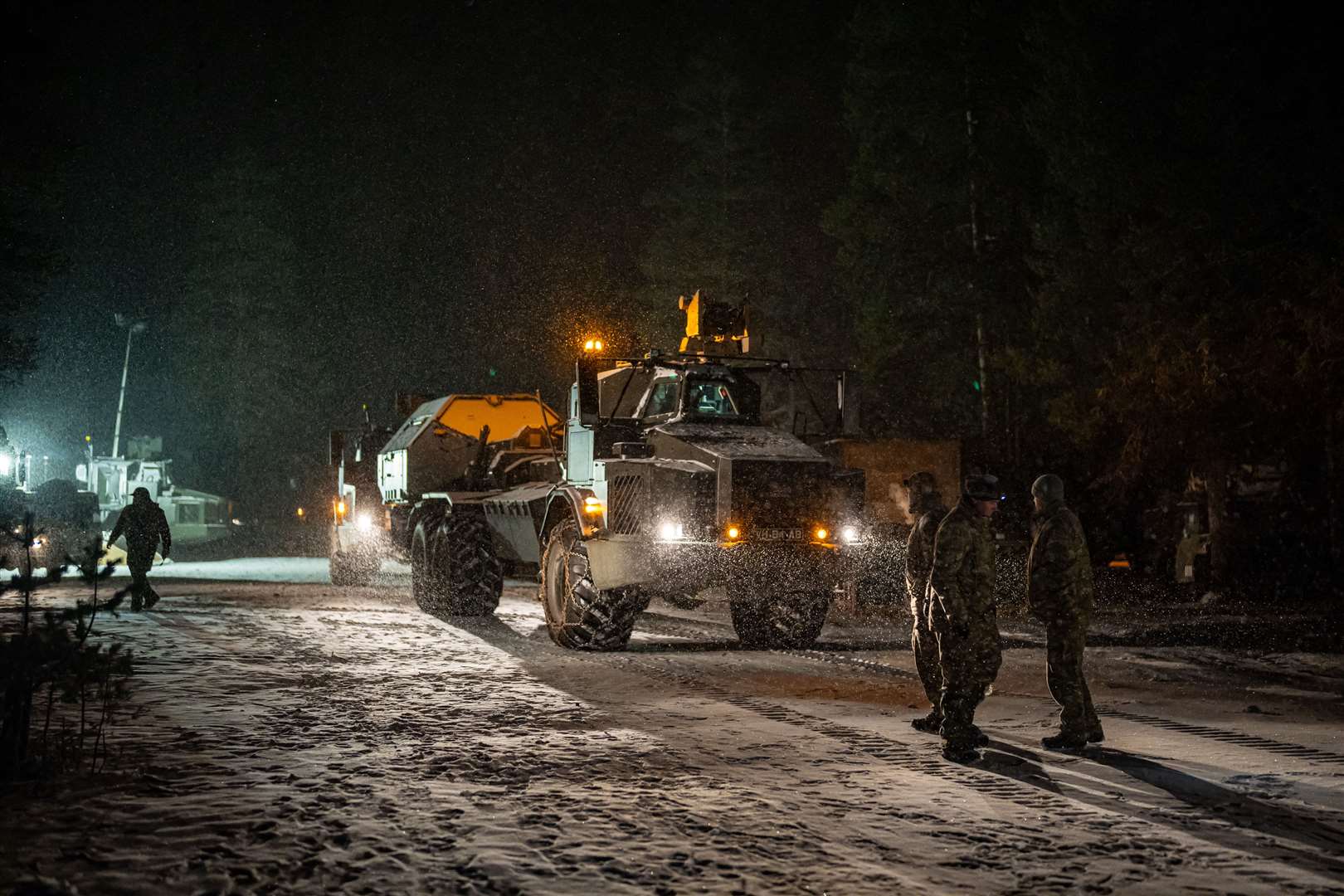 British Army soldiers take part in training with the British Army’s new Archer Mobile Howitzer gun (Ben Birchall/PA)