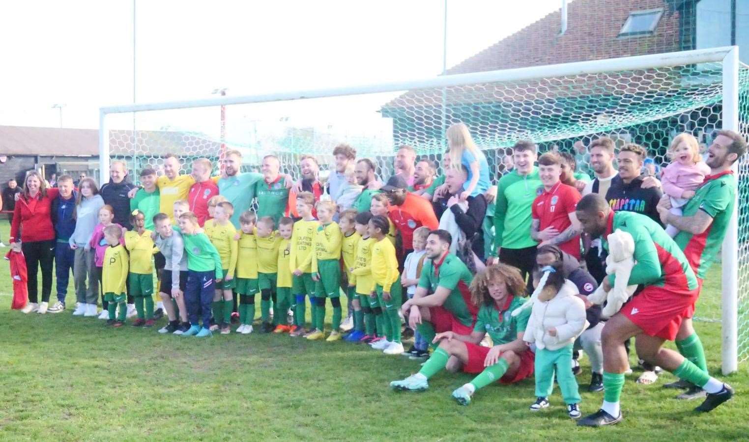 Lydd Town celebrate promotion. Picture: John Botton.