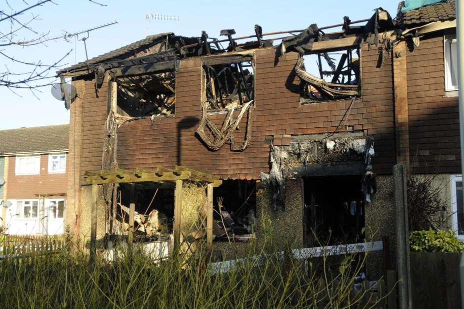 The damage caused to the house in Brenchley Close, Ashford