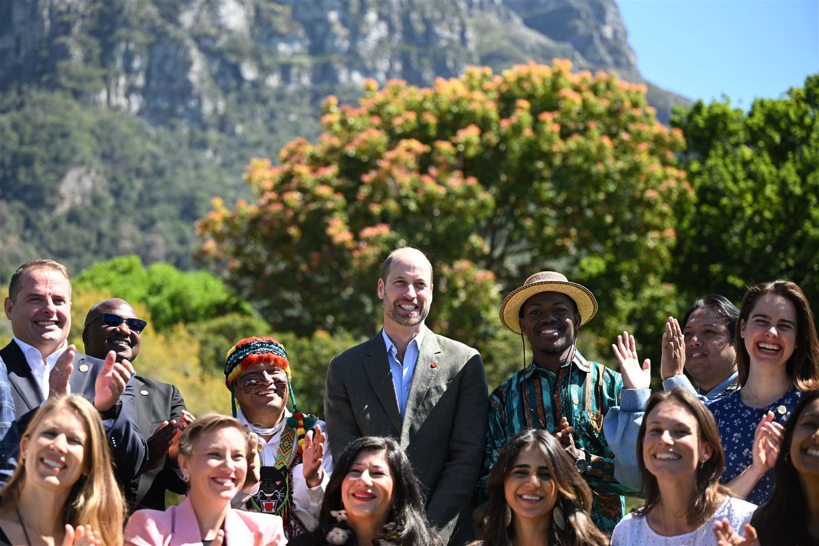 The Prince of Wales poses with the 2024 Earthshot Prize finalists during a visit to the Kirstenbosch National Botanical Garden in Cape Town (Victoria Jones/PA)