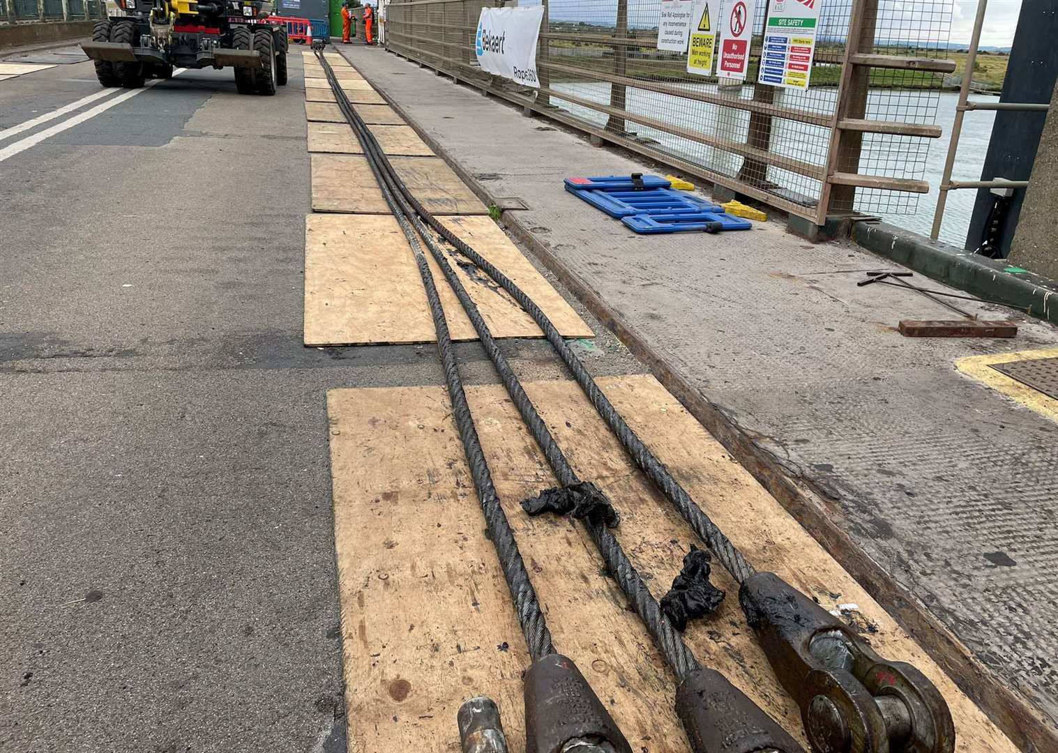 The old steel ropes which have been operating the lift mechanism on the Kingsferry Bridge for more than 30-years have been replaced. Picture: Joe Crossley