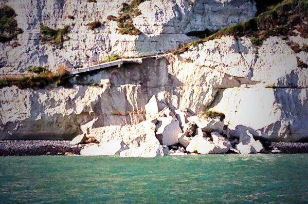 The cliff fall at Langdon Bay. Picture: @burnard3