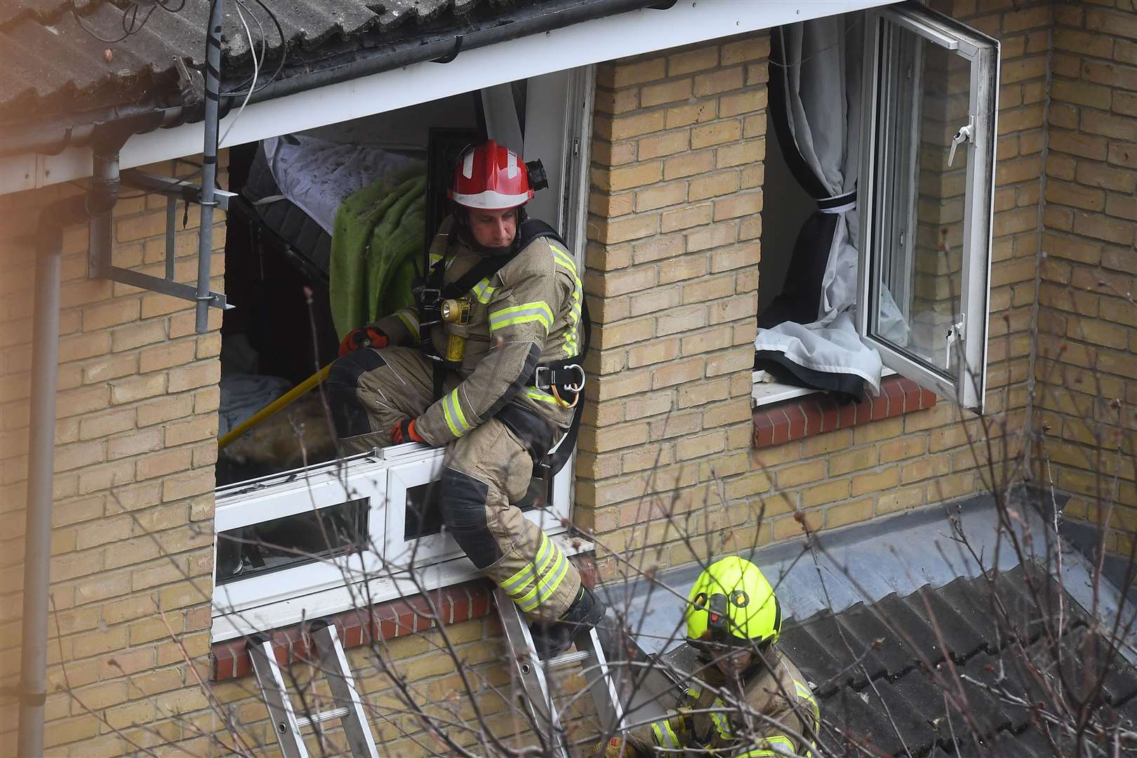 Emergency personnel at the scene (Victoria Jones/PA)