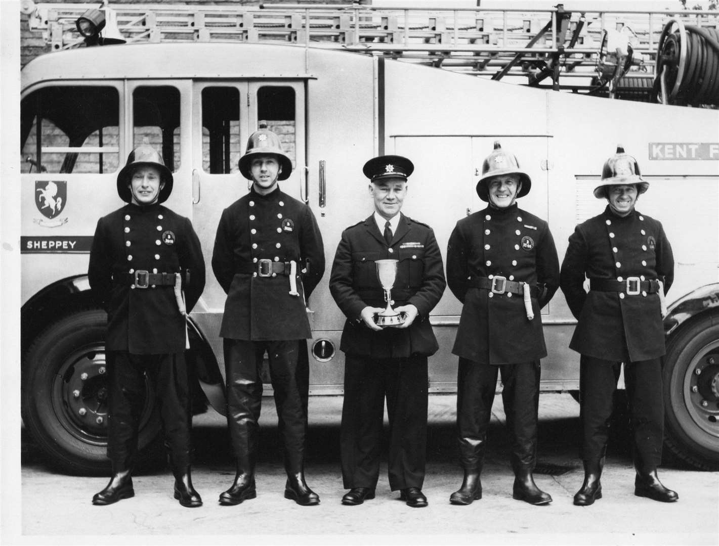 David (middle) won the Sheppey fire pump competition in 1960. Picture: Alan Bengall
