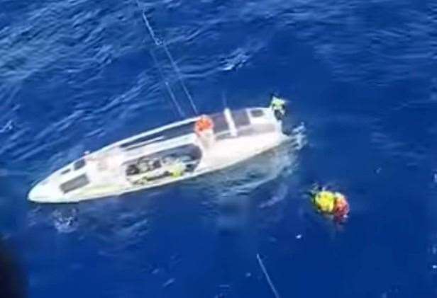 The Row4Ukraine team had to be rescued by the coastguard after their boat malfunctioned. Picture: Row4Ukraine