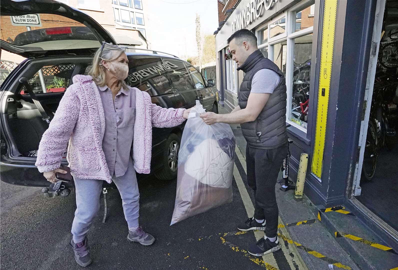 Ruairi Parson accepts donations for Ukrainian refugees (Niall Carson/PA)