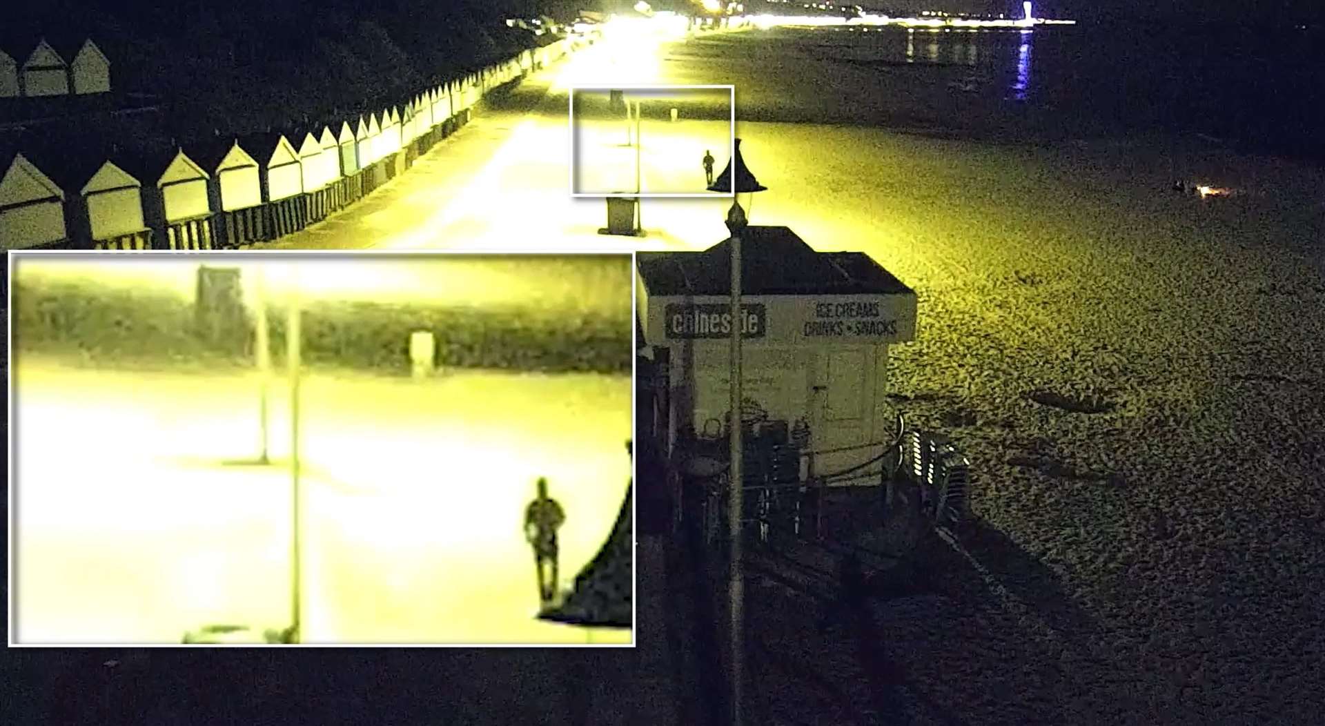 A screengrab from CCTV footage of a man said to be Nasen Saadi walking along the promenade on Bournemouth seafront, where Amie Gray and Leanne Miles were said to be sitting (CPS/PA)