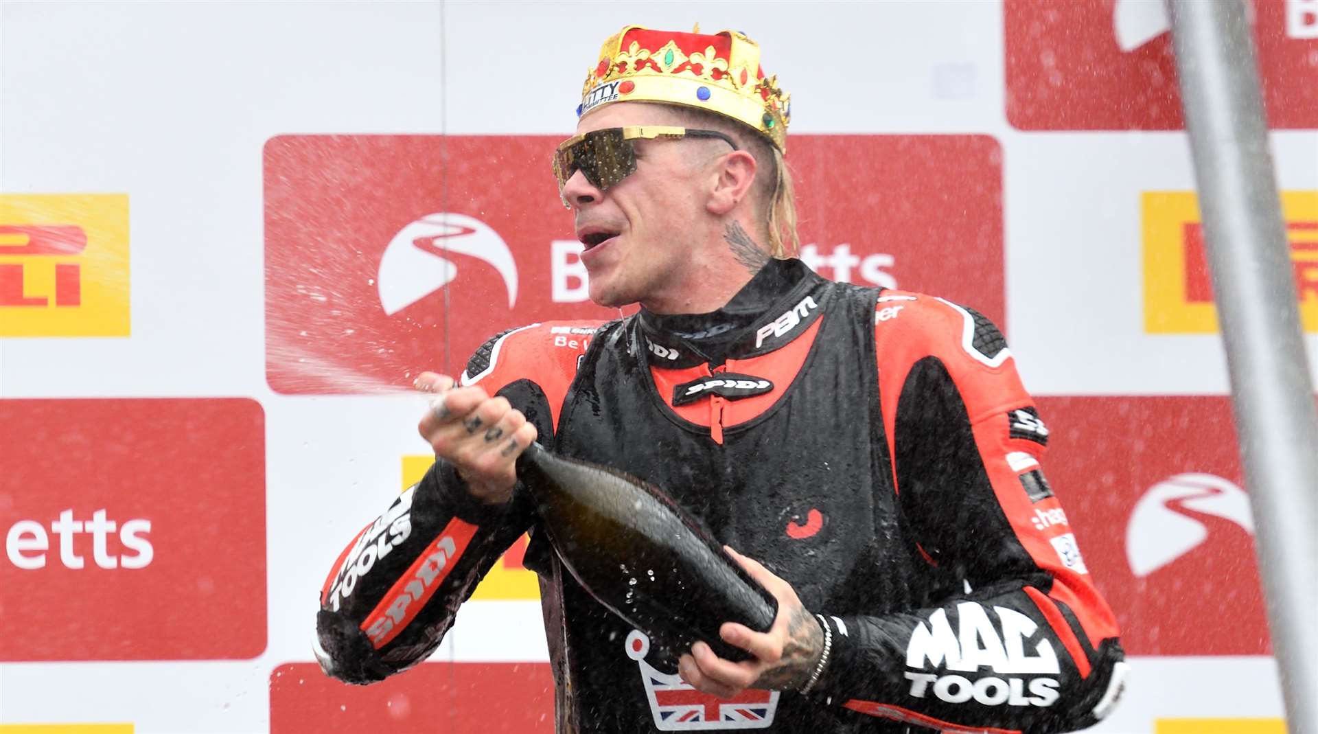 Scott Redding celebrates winning the BSB Championship. Picture: Simon Hildrew