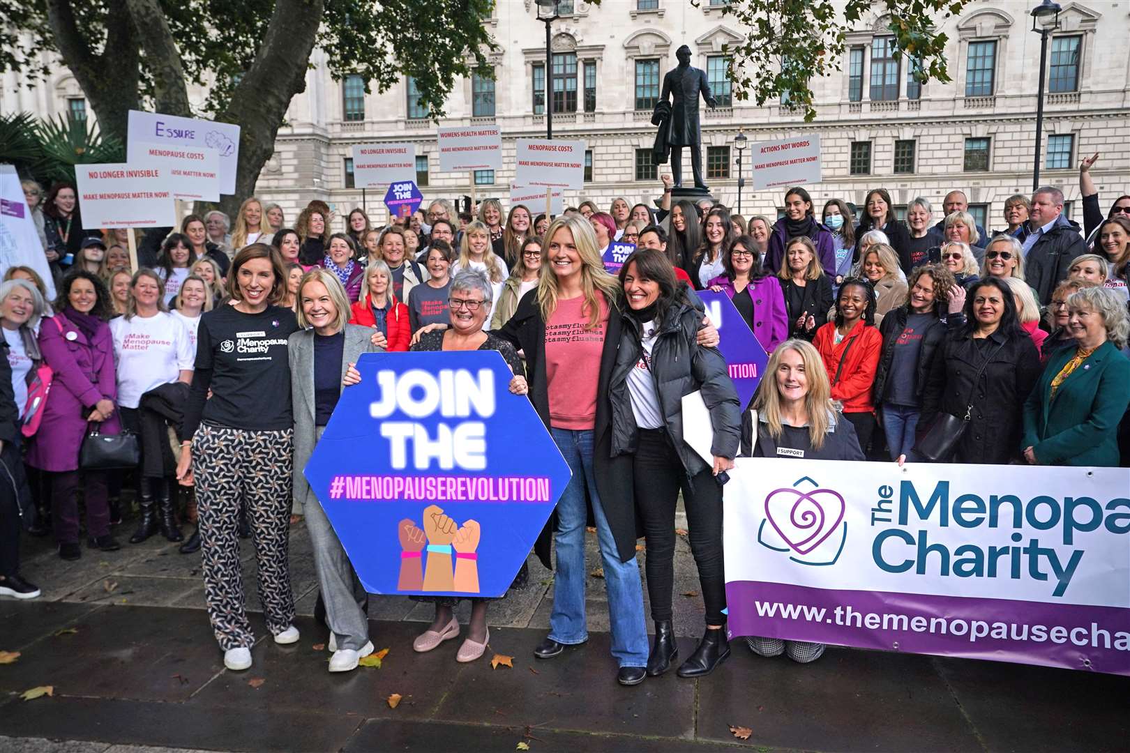 Carolyn Harris joins prescription charge protesters outside the Houses of Parliament (Steve Parsons/PA)