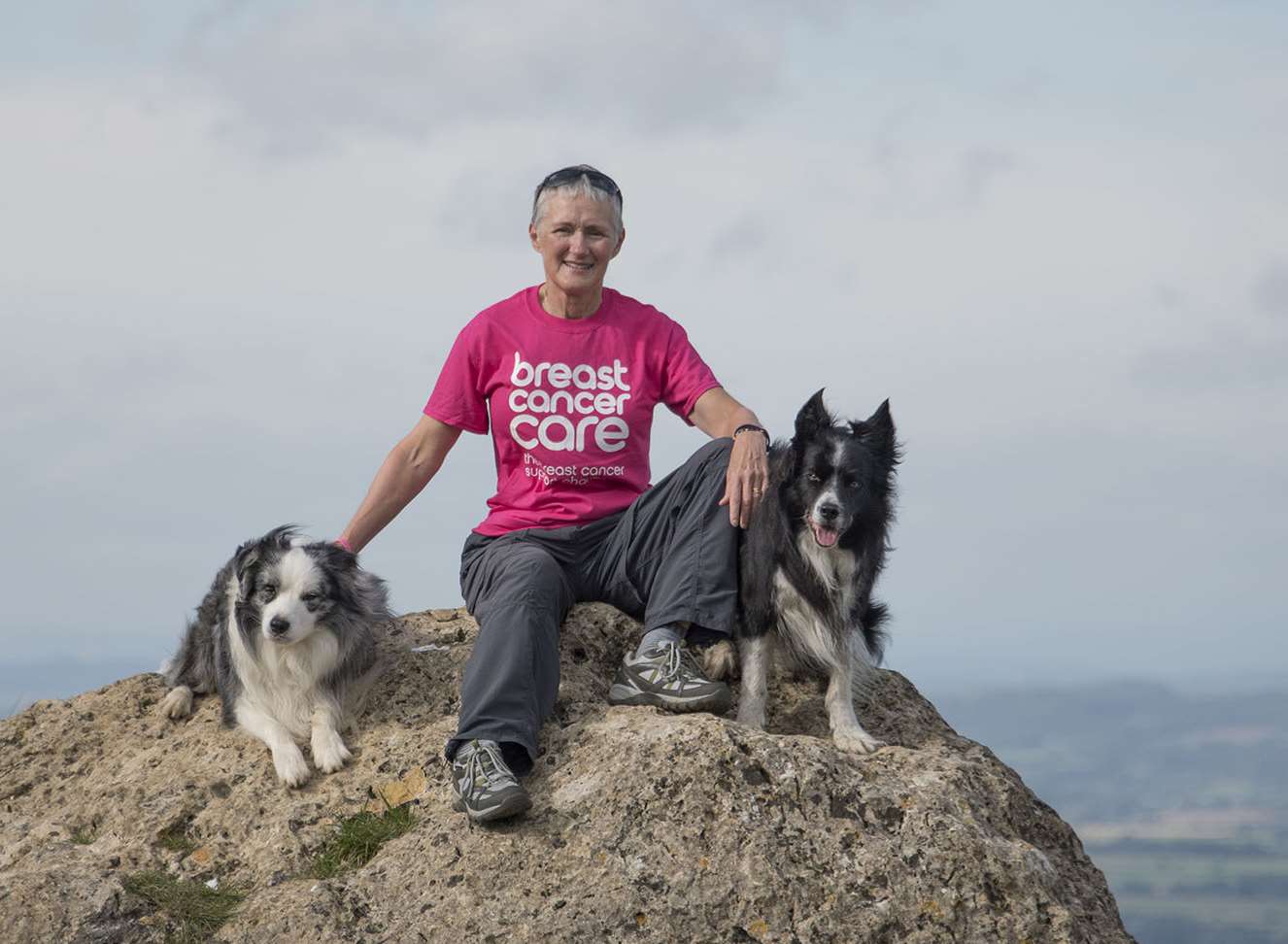 Sally Turner with her dogs Flint and Brac