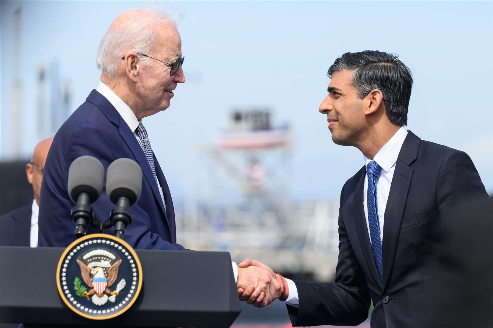 Rishi Sunak with Joe Biden in March (Leon Neal/PA)