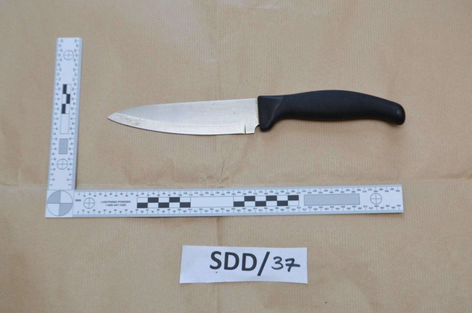 A knife, shown at Woolwich Crown Court (Metropolitan Police/PA)