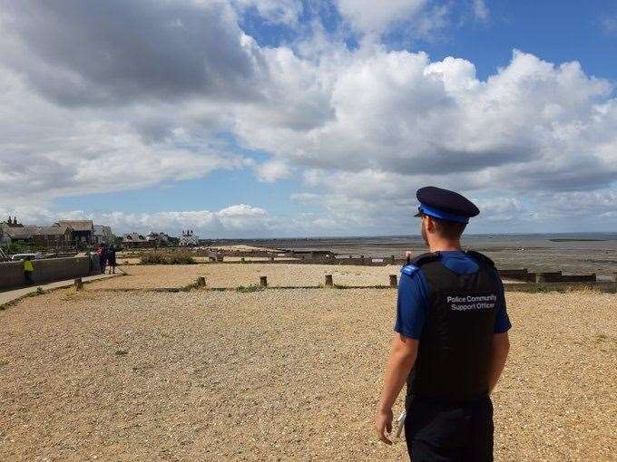 Officers patrolled the towns beaches. Pic: Kent Police