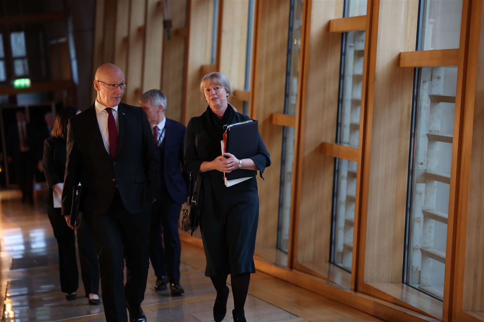 Finance Secretary Shona Robison with Mr Swinney (Robert Perry/PA)