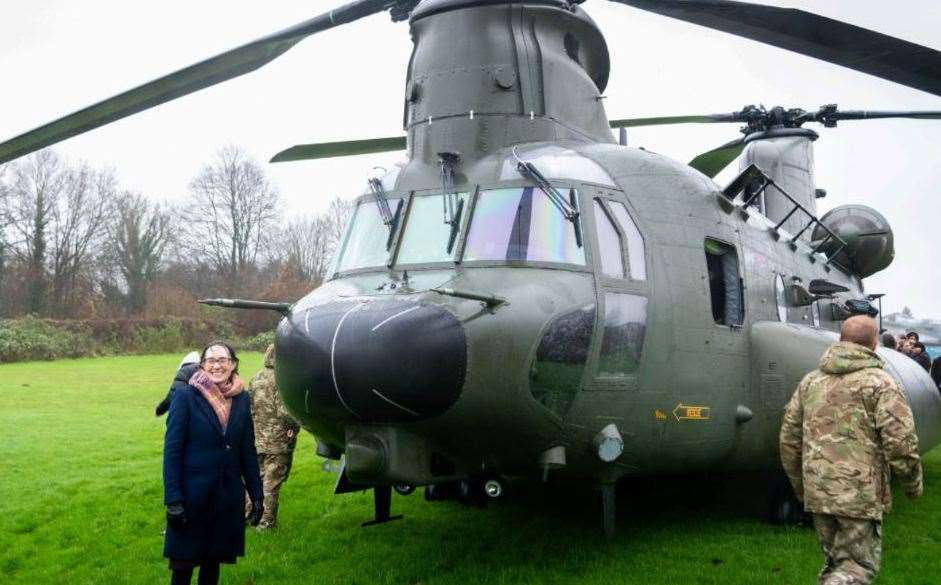 The helicopter made a special visit from RAF Odiham