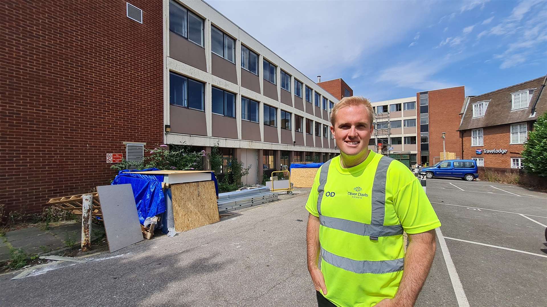 Developer Ollie Davis outside the former Charter House in Canterbury