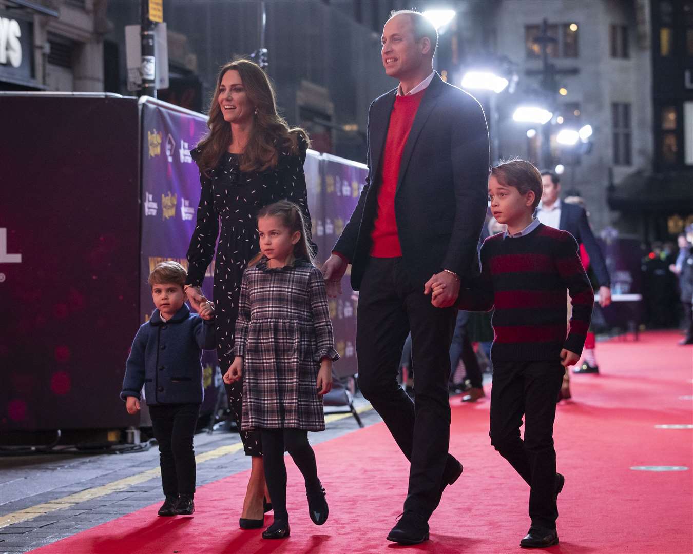 The Duke and Duchess of Cambridge and their children attend a special pantomime performance at London’s Palladium Theatre (Aaron Chown/PA)