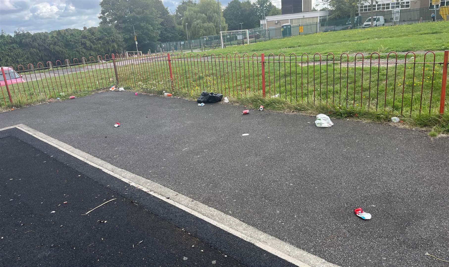 Rubbish has also been left in the play park