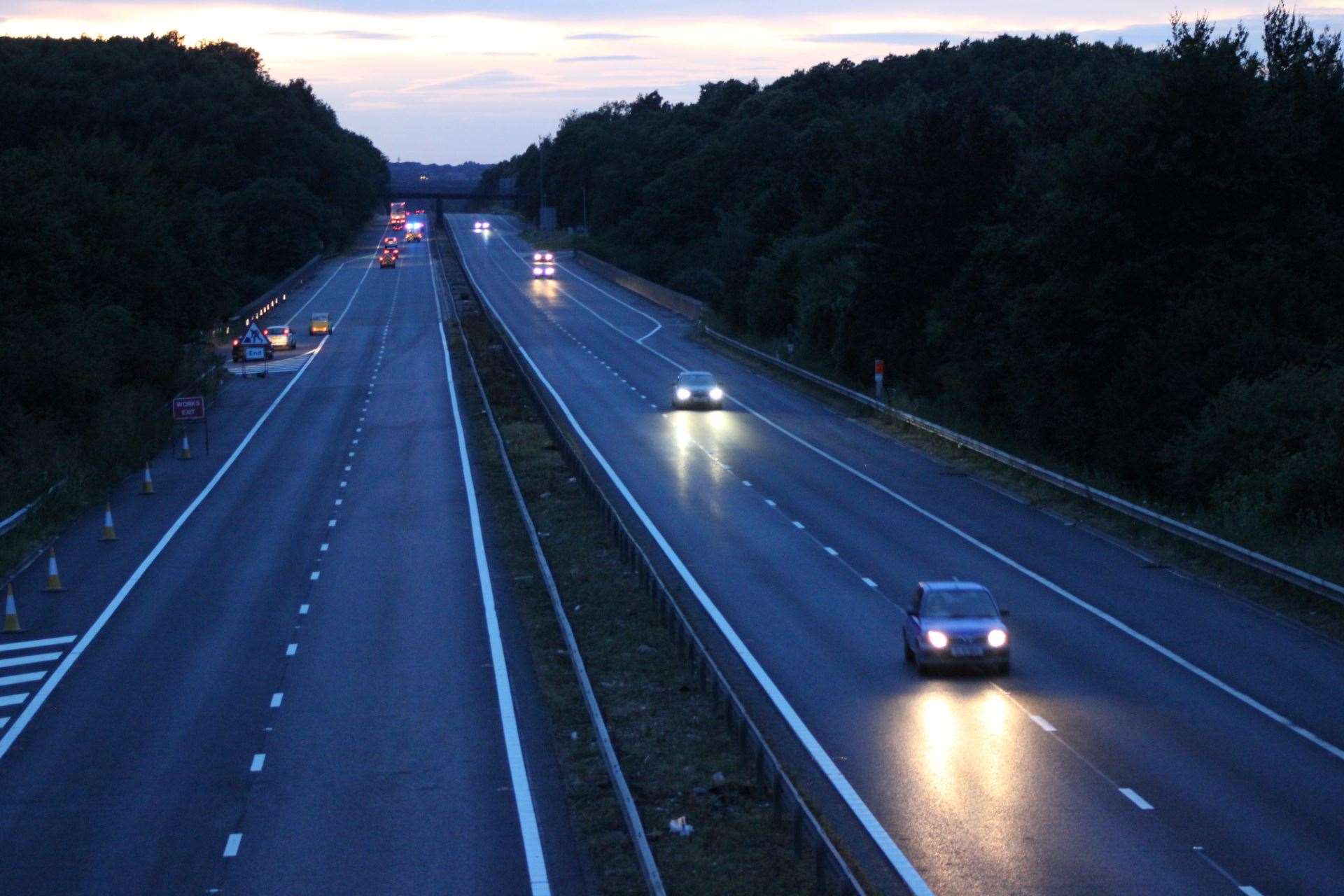 Closed: M2 London-bound carriageway, left of photo, at junction 5 with the A249 last weekend (14336692)