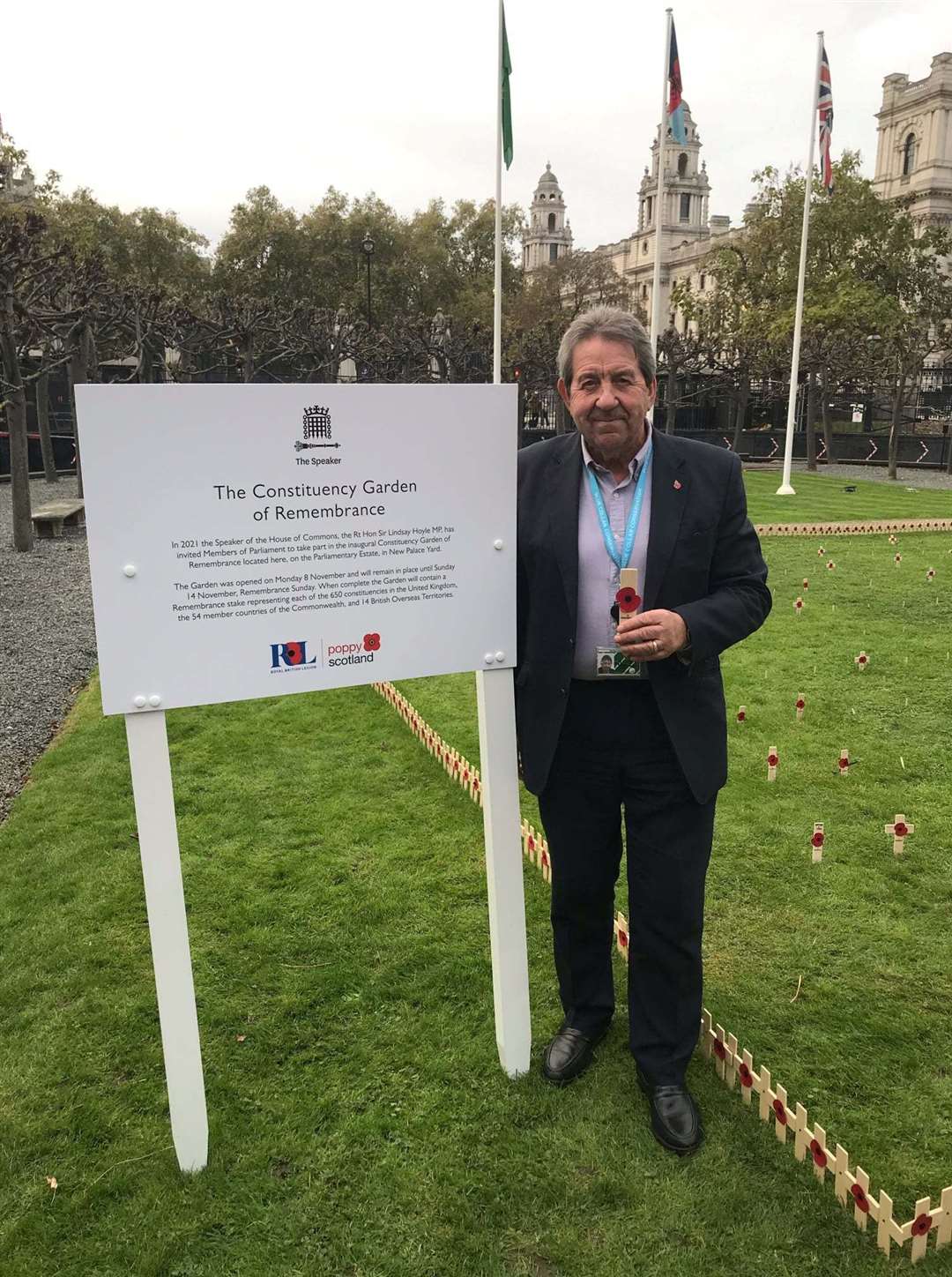 Sittingbourne and Sheppey MP Gordon Henderson planted a poppy cross in the new Constituency Remembrance Garden at the House of Commons