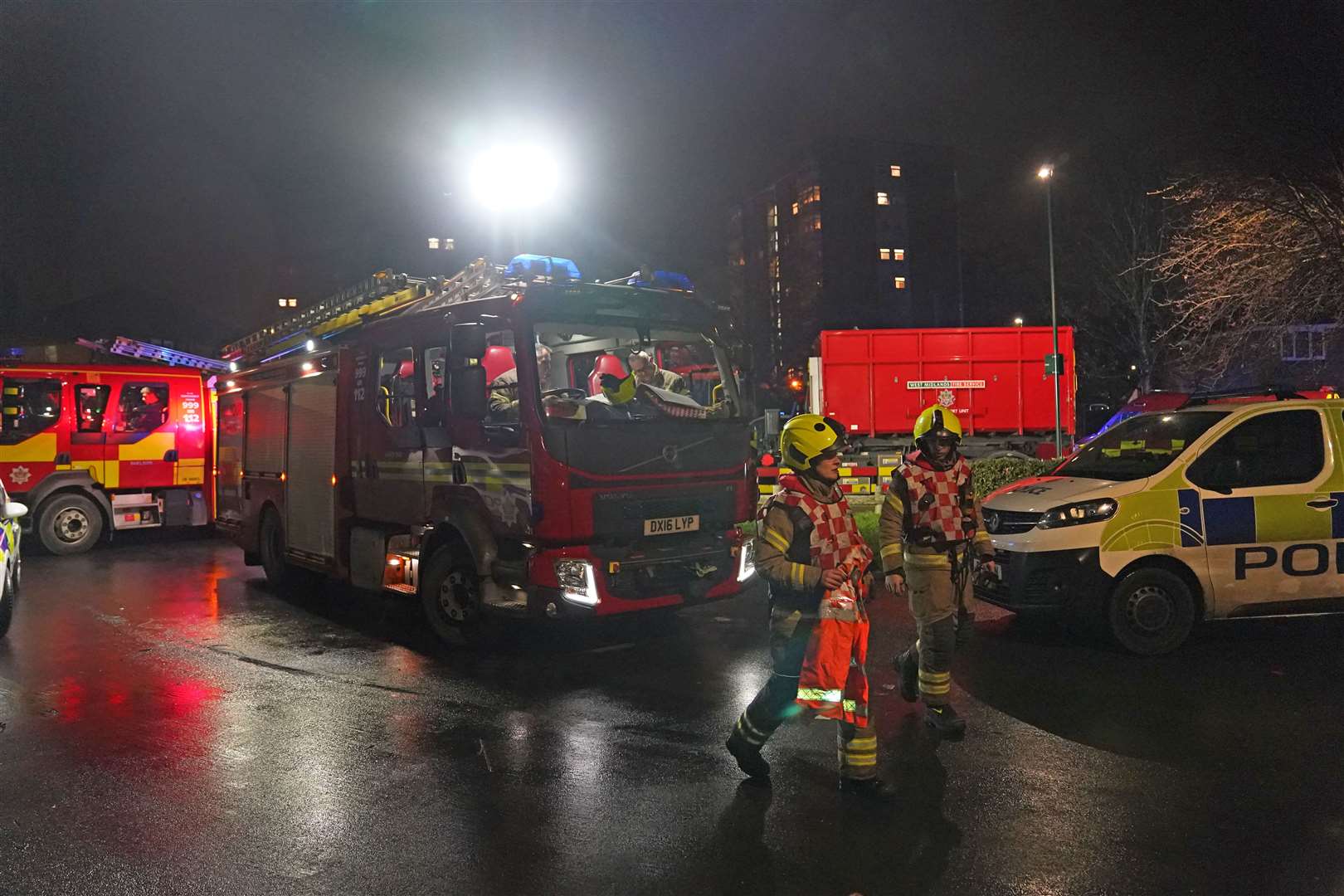 Emergency personnel at the scene near Babbs Mill Park (Jacob King/PA)