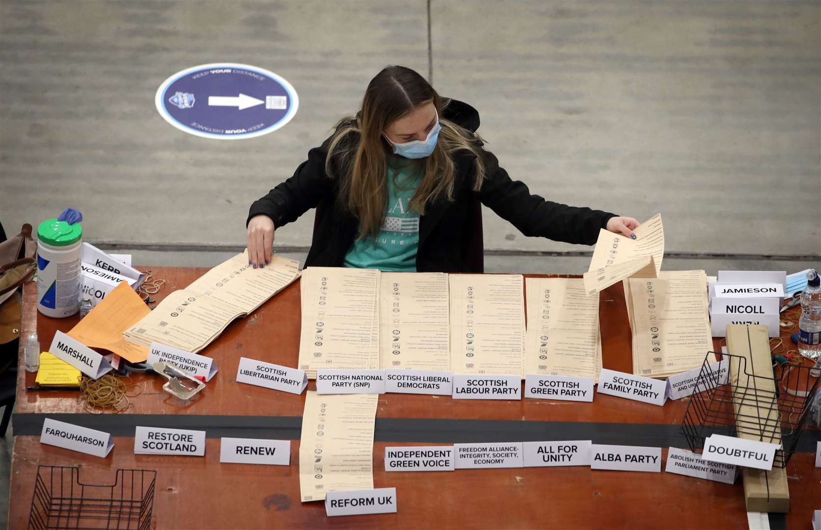 Votes being counted for the Scottish Parliamentary Elections at the P&J Live/TECA, Aberdeen (Andrew Milligan/PA)