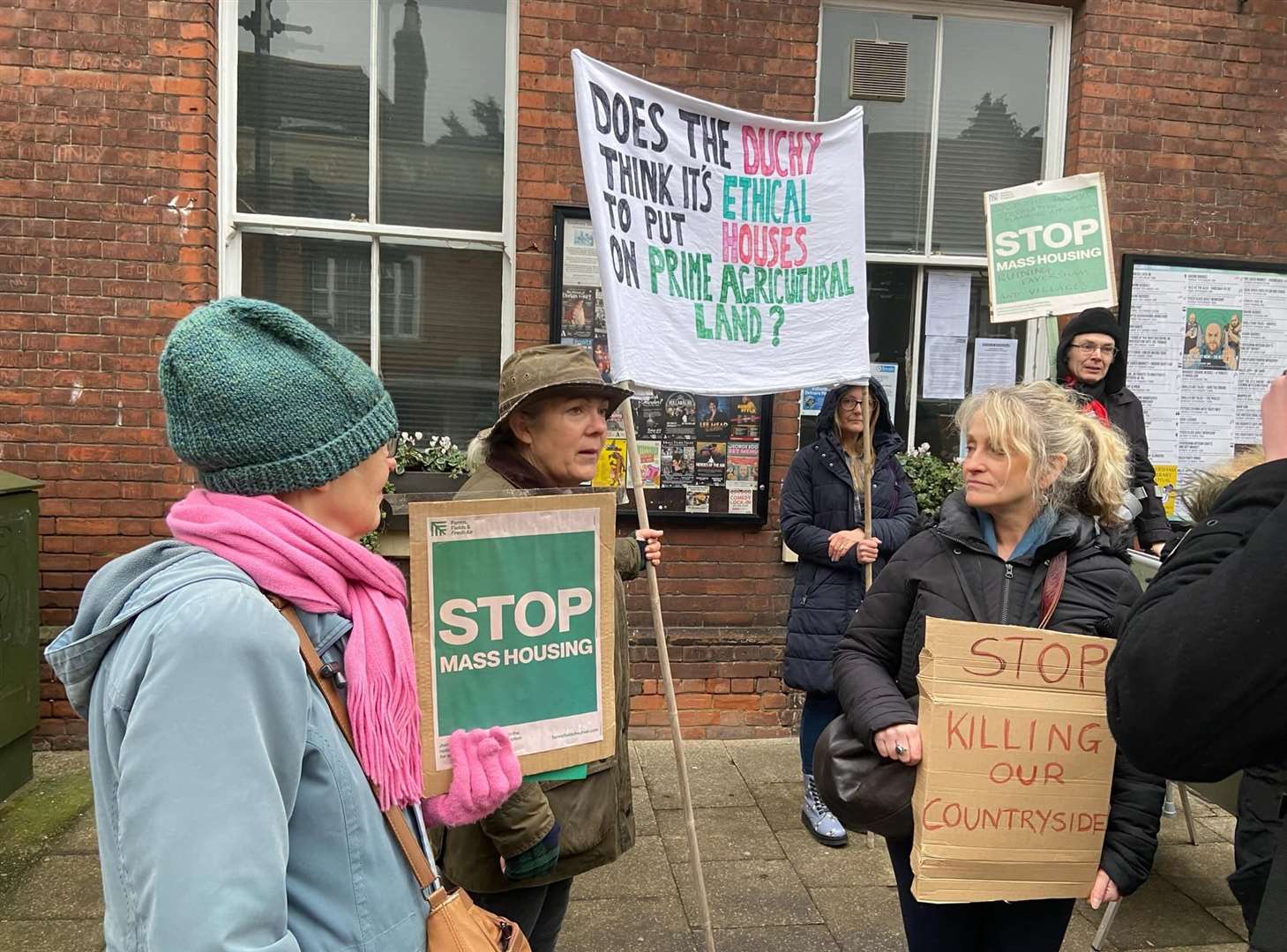 Protesters in Faversham angry at the Duchy of Cornwall's plans to build 2,500 homes near Brenley Corner