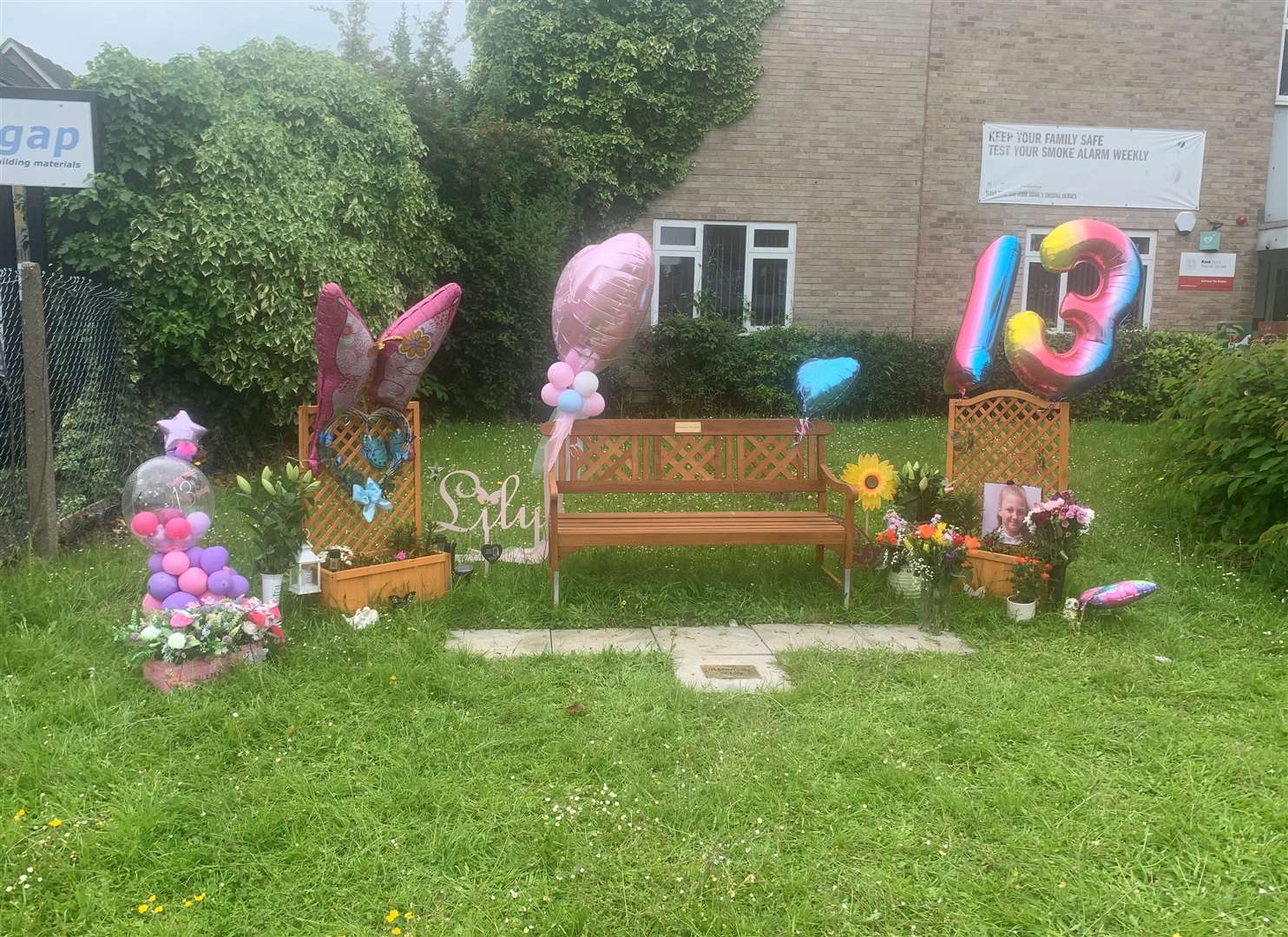 Lily Lockwood's family decorated her memorial bench to celebrate what would have been her 13th birthday. Picture: Nicola Waters